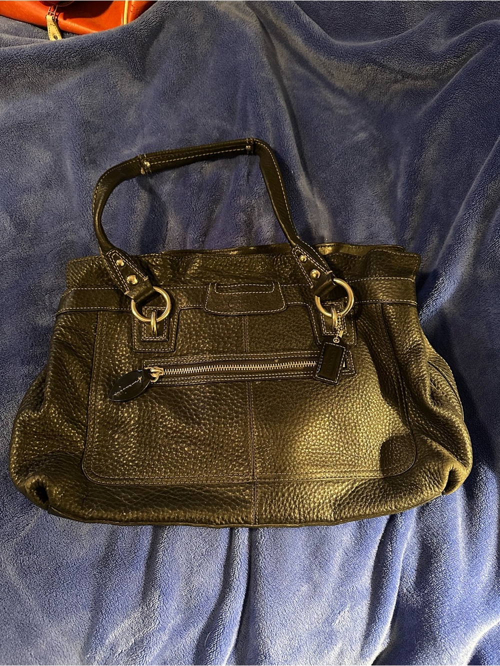 Coach Black Pebbled Leather Shoulder Bag with Gold Hardware